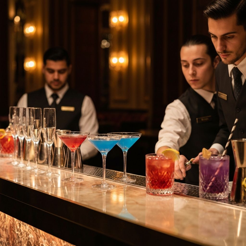 Luxury cocktail bar event with warm ambient lighting